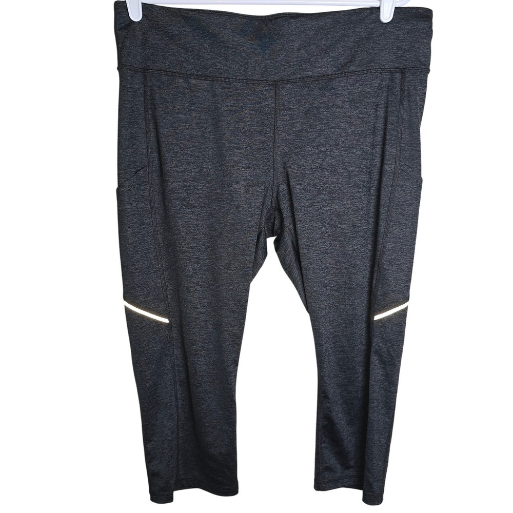 Xersion Women's XL Dark‎ Gray Capri Leggings with Pocket Athleisure Activewear
